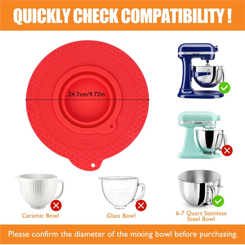 Stand Mixer Bowl - AD24 Silicone Mixer Bowl Cover For