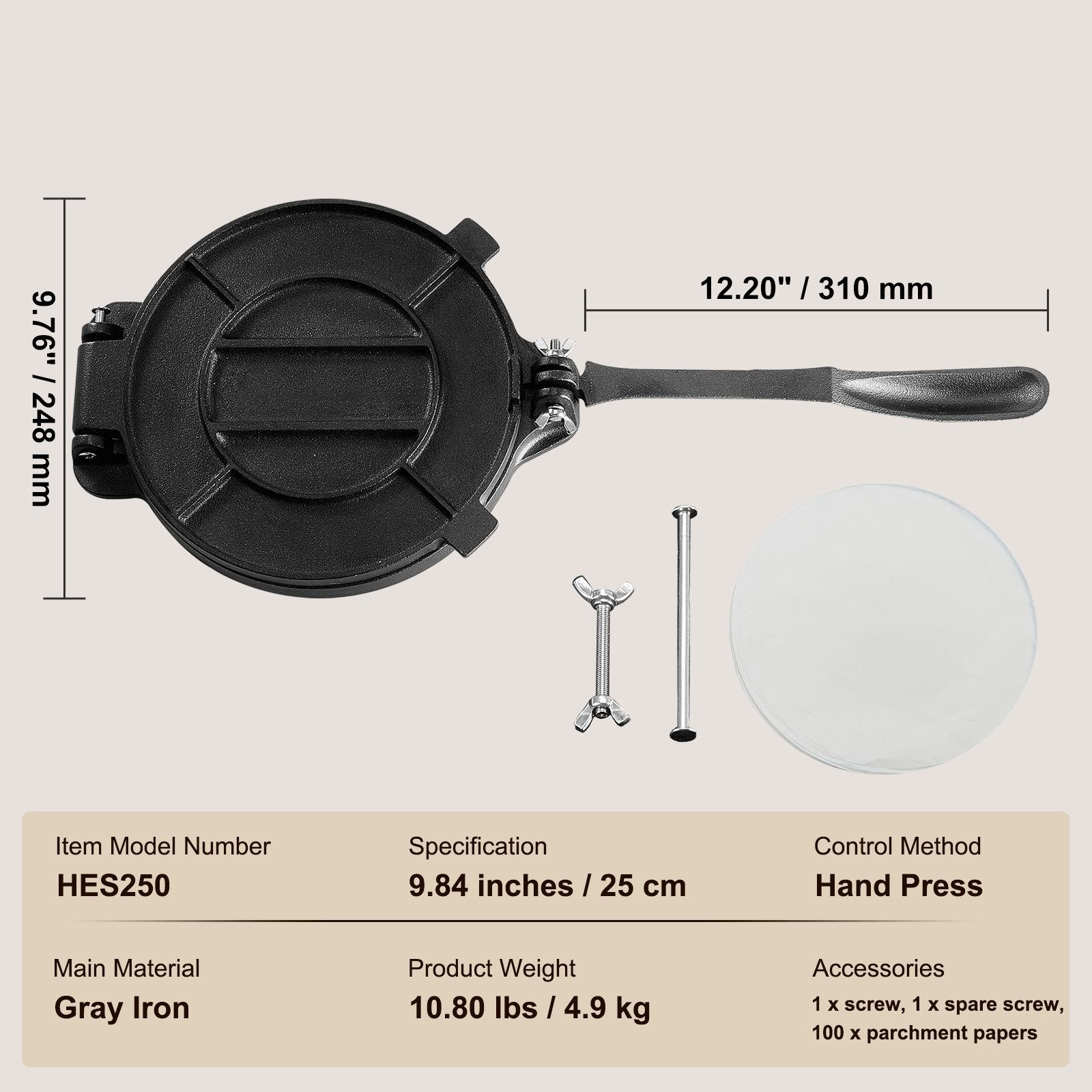 Tortilla Press, 8 Inch Tortill - Tortilla Press Cast 评论和价格